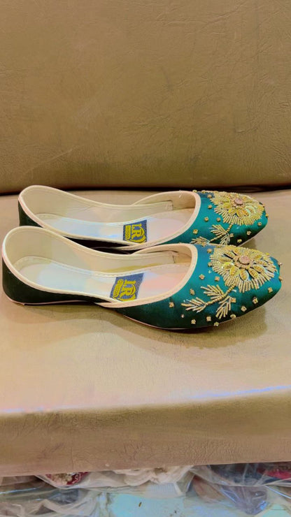 Premium Girls Dark Green Khussa